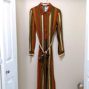 MANGO Midi Striped Dress Small